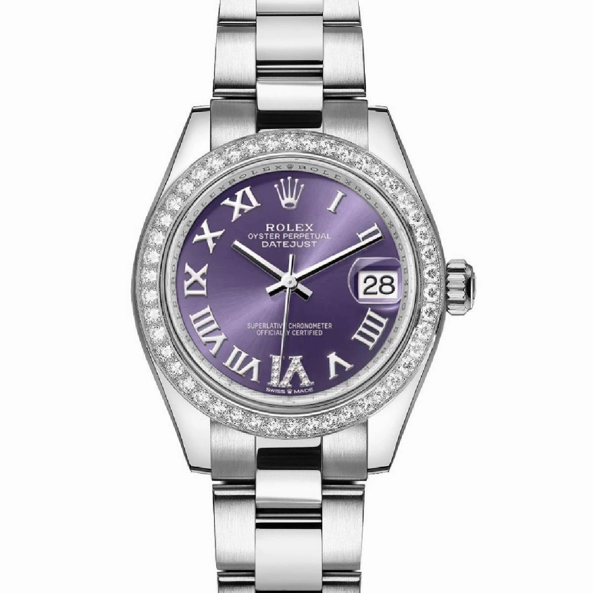 Rolex Datejust 31mm | Stainless steel bracelet | Aubergine dial Diamond bezel | Ladies Watch 278384rbr-0029