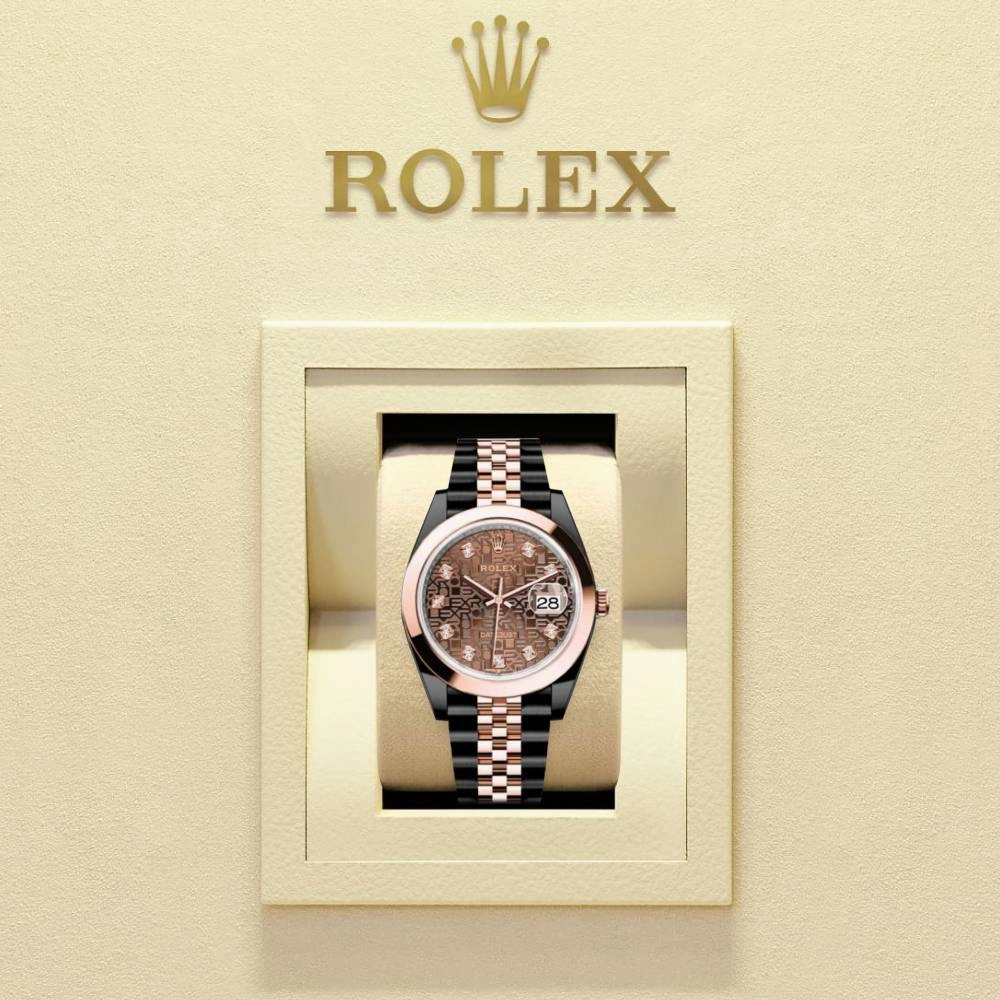 Rolex Datejust 36mm - Ref: 126201-0025 (PVD) - Chocolate Jubile Diamond Dial, Two Tone Black PVD & 18K Rose Gold Jubilee Bracelet Watch