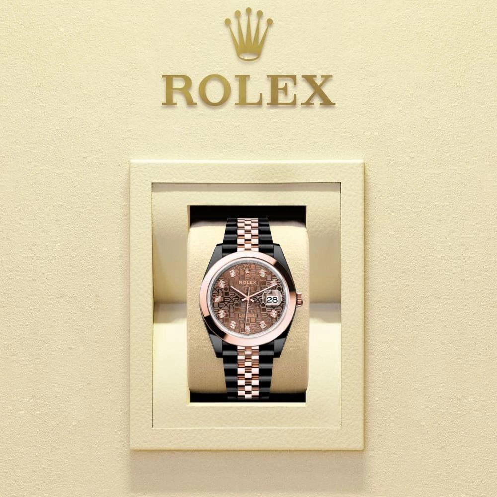Rolex Datejust 36mm - Ref: 126201-0025 (PVD) - Chocolate Jubile Diamond Dial, Two Tone Black PVD & 18K Rose Gold Jubilee Bracelet Watch