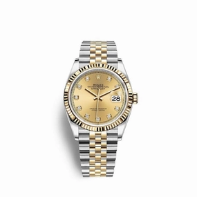 Rolex Datejust 36mm - Ref: 126233-0017 - Champagne Diamond Dial, Two Tone Stainless Steel & 18K Yellow Gold Jubilee Bracelet Watch