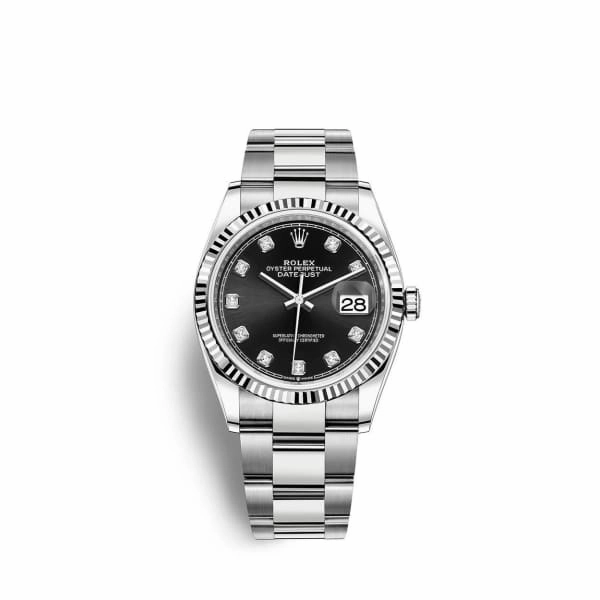 Rolex Datejust 36mm - Ref: 126234-0028 - Black Diamond Dial, Stainless Steel Oyster Bracelet Watch