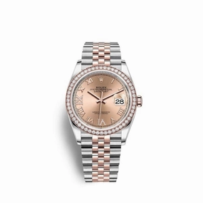 Rolex Datejust 36mm - Ref: 126281rbr-0015 - Rose Roman Diamond Dial & Diamond Bezel, Two Tone Stainless Steel & 18K Rose Gold Jubilee Bracelet Watch