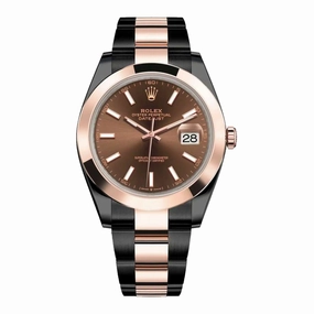 Rolex Datejust 41mm - Ref: 126301-0001 (PVD) - Chocolate Stick Dial, Two Tone Black PVD & 18K Rose Gold Oyster Bracelet Men's Watch