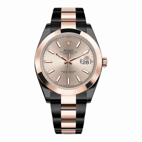 Rolex Datejust 41mm - Ref: 126301-0009 (PVD) - Sundust Stick Dial, Two Tone Black PVD & 18K Rose Gold Oyster Bracelet Men's Watch