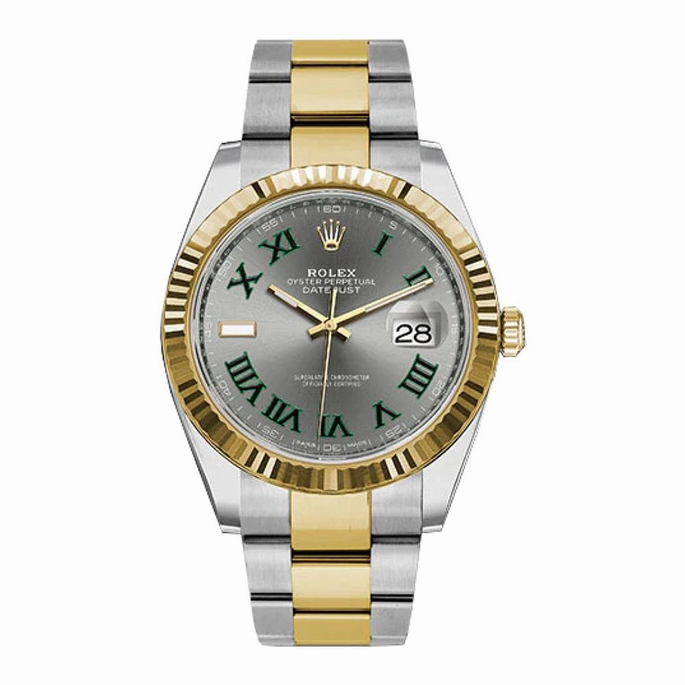Rolex Datejust 41mm - Ref: 126333 - Wimbledon Slate Dial, Two Tone Stainless Steel & 18K Yellow Gold Oyster Bracelet Men's Watch