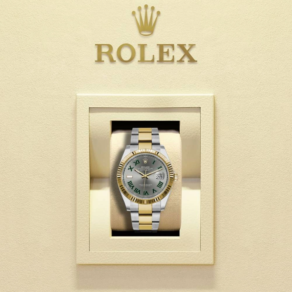 Rolex Datejust 41mm - Ref: 126333 - Wimbledon Slate Dial, Two Tone Stainless Steel & 18K Yellow Gold Oyster Bracelet Men's Watch