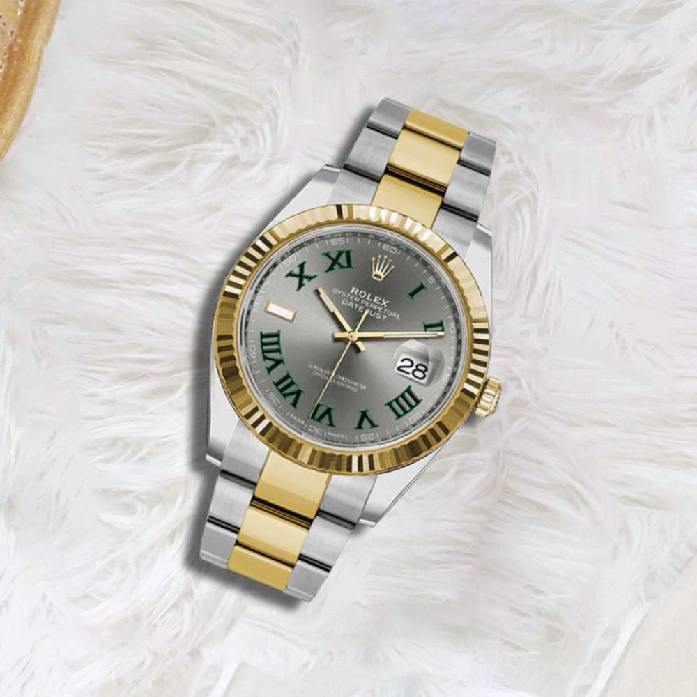 Rolex Datejust 41mm - Ref: 126333 - Wimbledon Slate Dial, Two Tone Stainless Steel & 18K Yellow Gold Oyster Bracelet Men's Watch