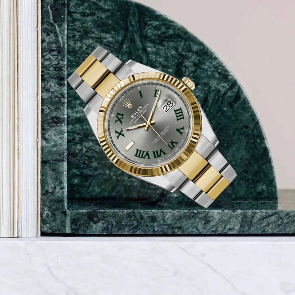 Rolex Datejust 41mm - Ref: 126333 - Wimbledon Slate Dial, Two Tone Stainless Steel & 18K Yellow Gold Oyster Bracelet Men's Watch