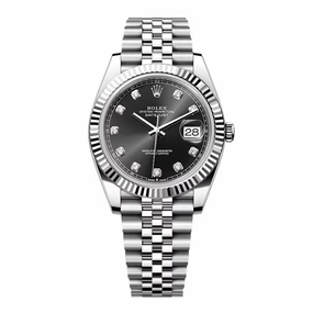 Rolex Datejust 41mm - Ref: 126334-0012 - Black Diamond Dial, Stainless Steel Jubilee Bracelet Men's Watch