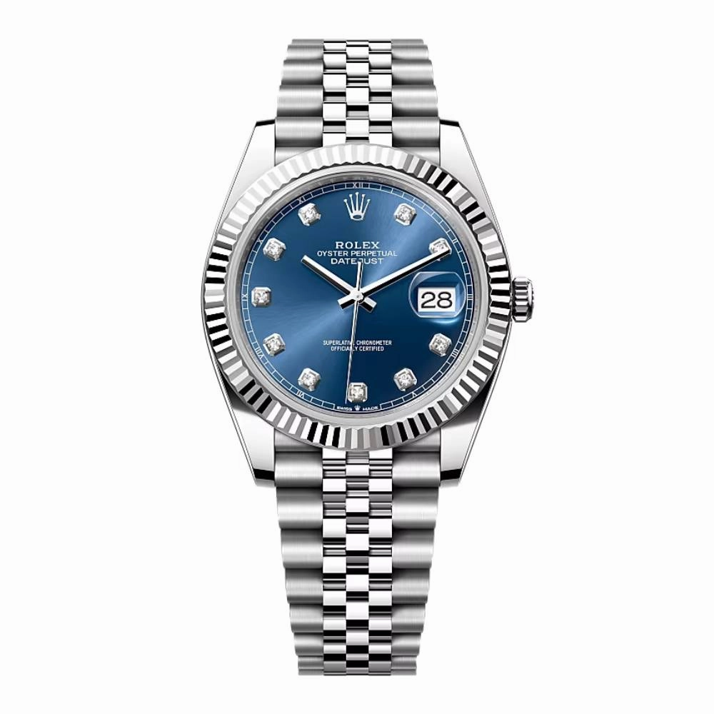 Rolex Datejust 41mm - Ref: 126334-0016 - Blue Diamond Dial, Stainless Steel Jubilee Bracelet Men's Watch