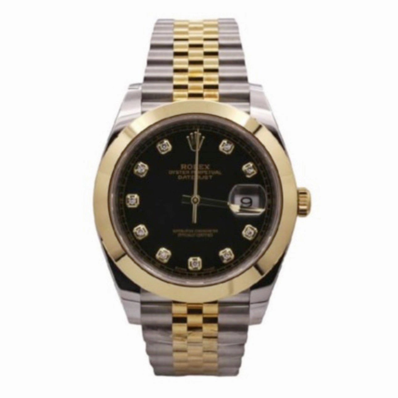 Rolex Datejust 41mm - Ref: ROL-69450 - Black Diamond Dial, Two Tone Stainless Steel & 18K Yellow Gold Jubilee Bracelet Men's Watch
