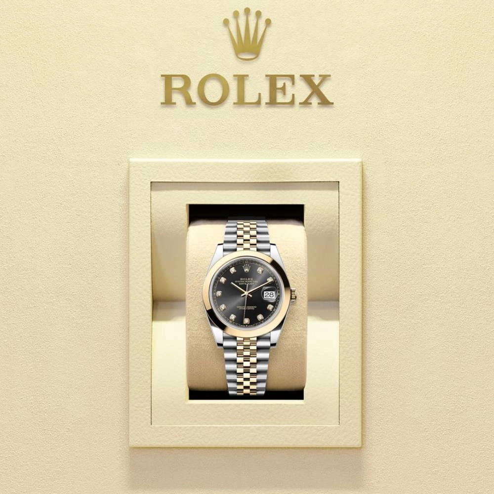 Rolex Datejust 41mm - Ref: ROL-69450 - Black Diamond Dial, Two Tone Stainless Steel & 18K Yellow Gold Jubilee Bracelet Men's Watch