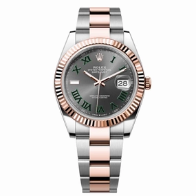 Rolex Datejust 41mm - Ref: ROL-73751 - Slate Grey Wimbledon Roman Dial & Fluted Bezel, Two Tone Stainless Steel & 18K Rose Gold Oyster Bracelet Men's Watch