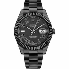 Rolex Datejust II 41mm - Ref: 116334RBLAO (PVD) - Black Roman Dial, PVD Stainless Steel Oyster Bracelet Men's Watch