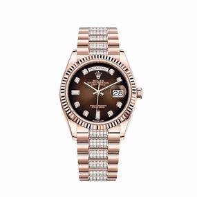 Rolex Day-Date 36 128235 Rose Gold Brown Diamond Dial