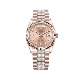 Rolex Day-Date 36 128235 Rose Gold Ros Diamond Dial