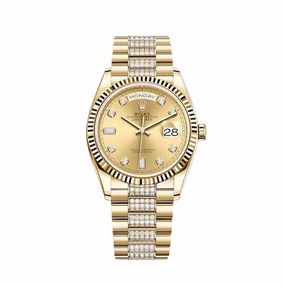 Rolex Day-Date 36 128238 Yellow Gold Champagne Diamond Dial