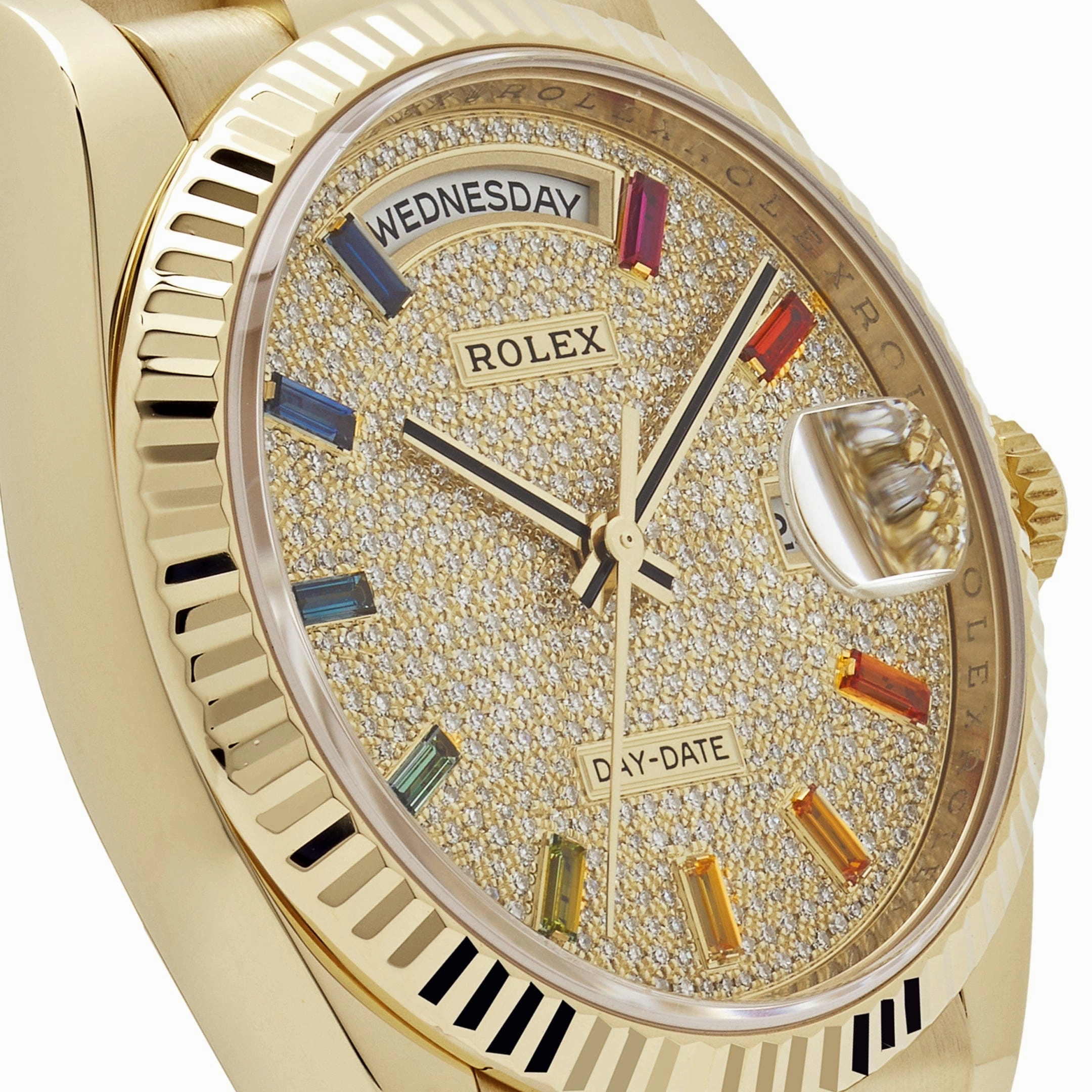 Rolex Day-Date 36 128238 Yellow Gold Diamond-Paved Rainbow Dial (2022)