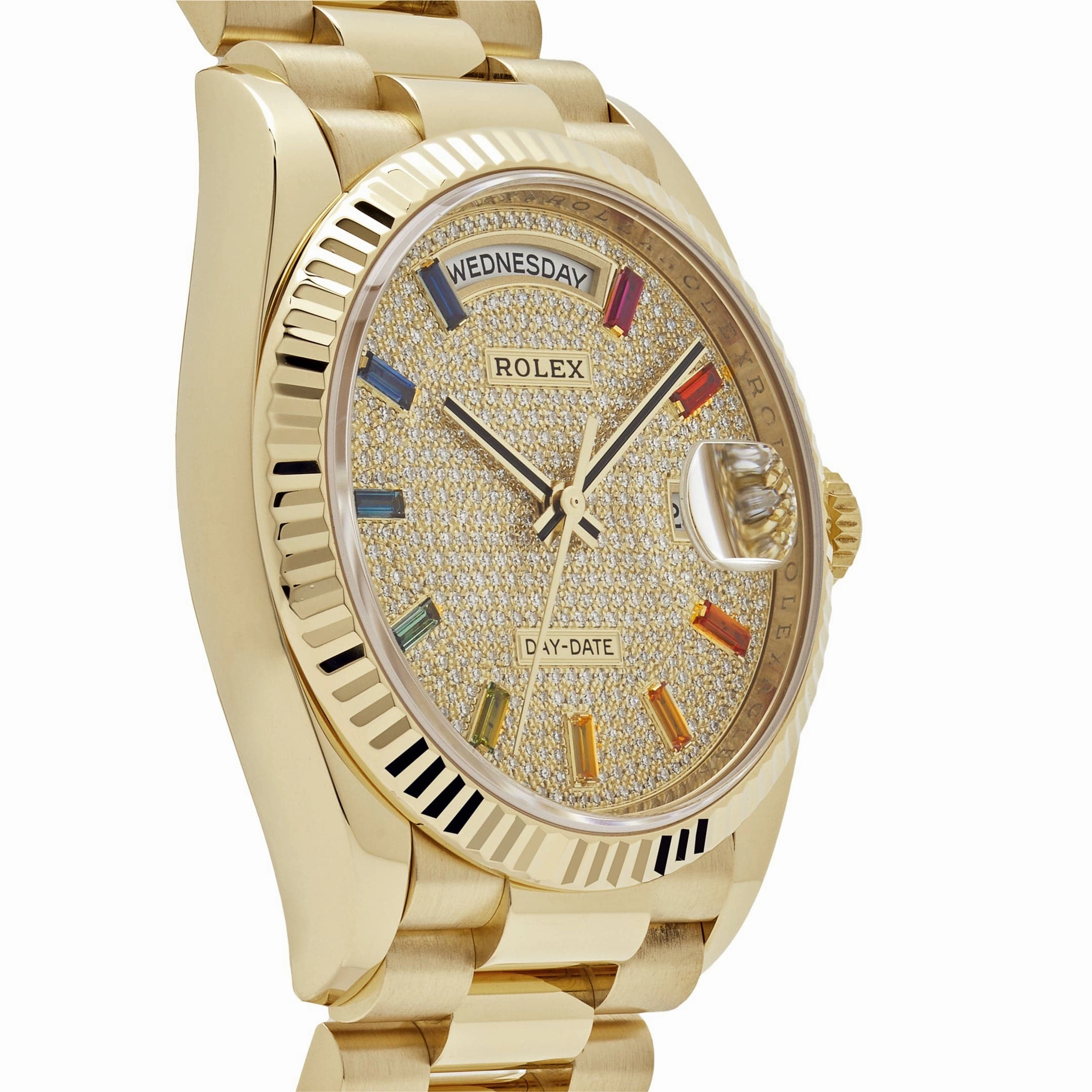 Rolex Day-Date 36 128238 Yellow Gold Diamond-Paved Rainbow Dial (2022)