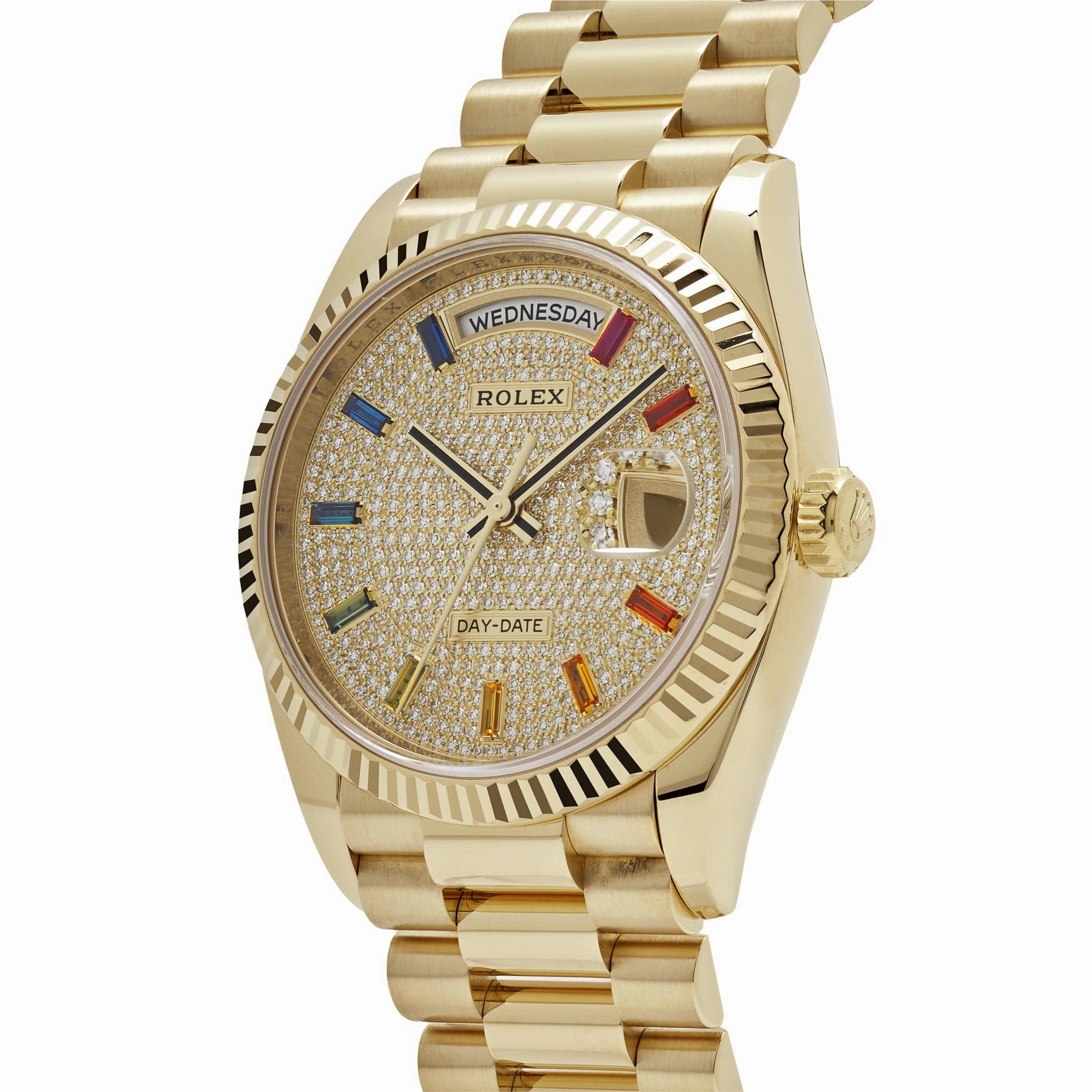 Rolex Day-Date 36 128238 Yellow Gold Diamond-Paved Rainbow Dial (2022)