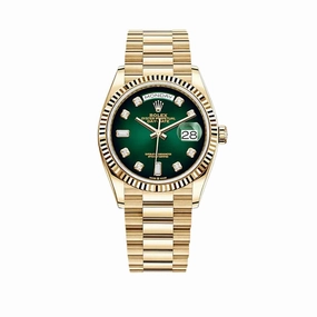 Rolex Day-Date 36 128238 Yellow Gold Green Ombr Diamond Dial