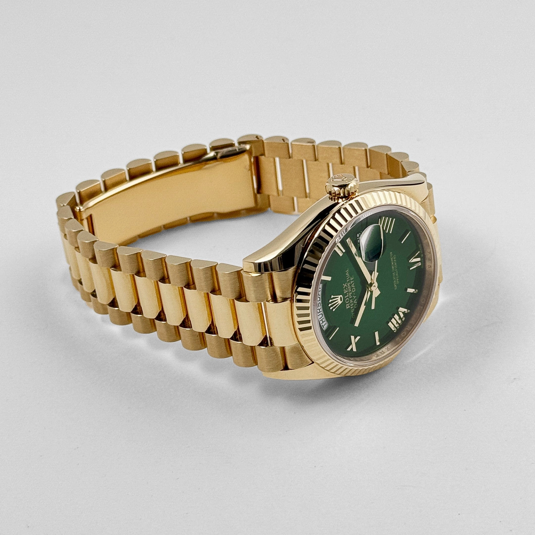 Rolex Day-Date 36 128238 Yellow Gold Green Ombre Roman Numeral Dial (2024)