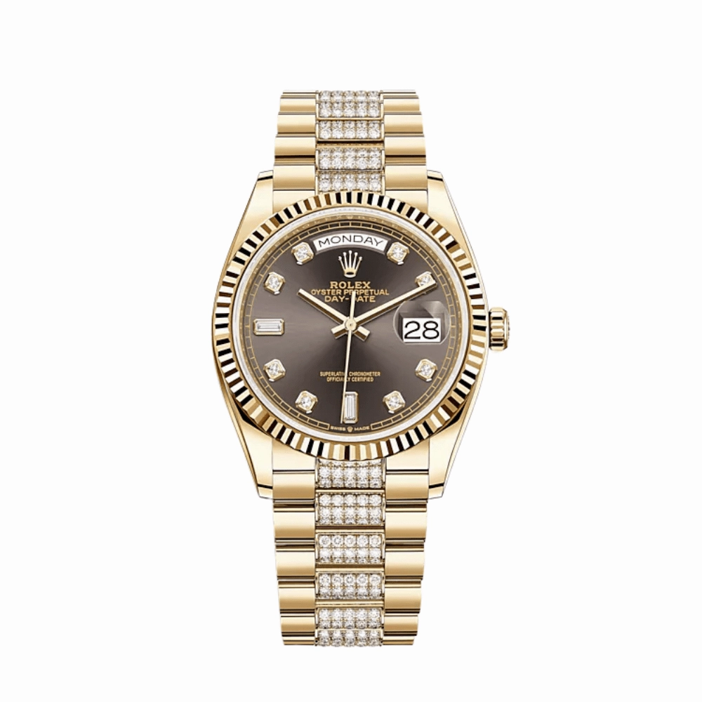 Rolex Day-Date 36 128238 Yellow Gold Grey Diamond Dial
