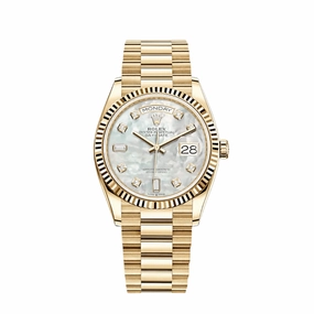 Rolex Day-Date 36 128238 Yellow Gold Mother of Pearl Diamond Dial