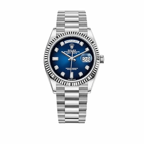 Rolex Day-Date 36 128239 White Gold Blue Ombre Diamond Dial