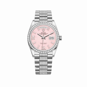 Rolex Day-Date 36 128349RBR White Gold Diamond Bezel Pink Diamond Dial