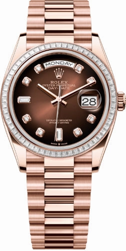 Rolex Day-Date 36 36mm Brown Ombr Diamond-Set Dial Diamond-Set Bezel President Bracelet - 128395TBR | 2024 Model
