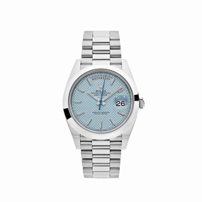 Rolex Day-Date 40 228206 Platinum Ice Blue Diagonal Motif Dial (2022)