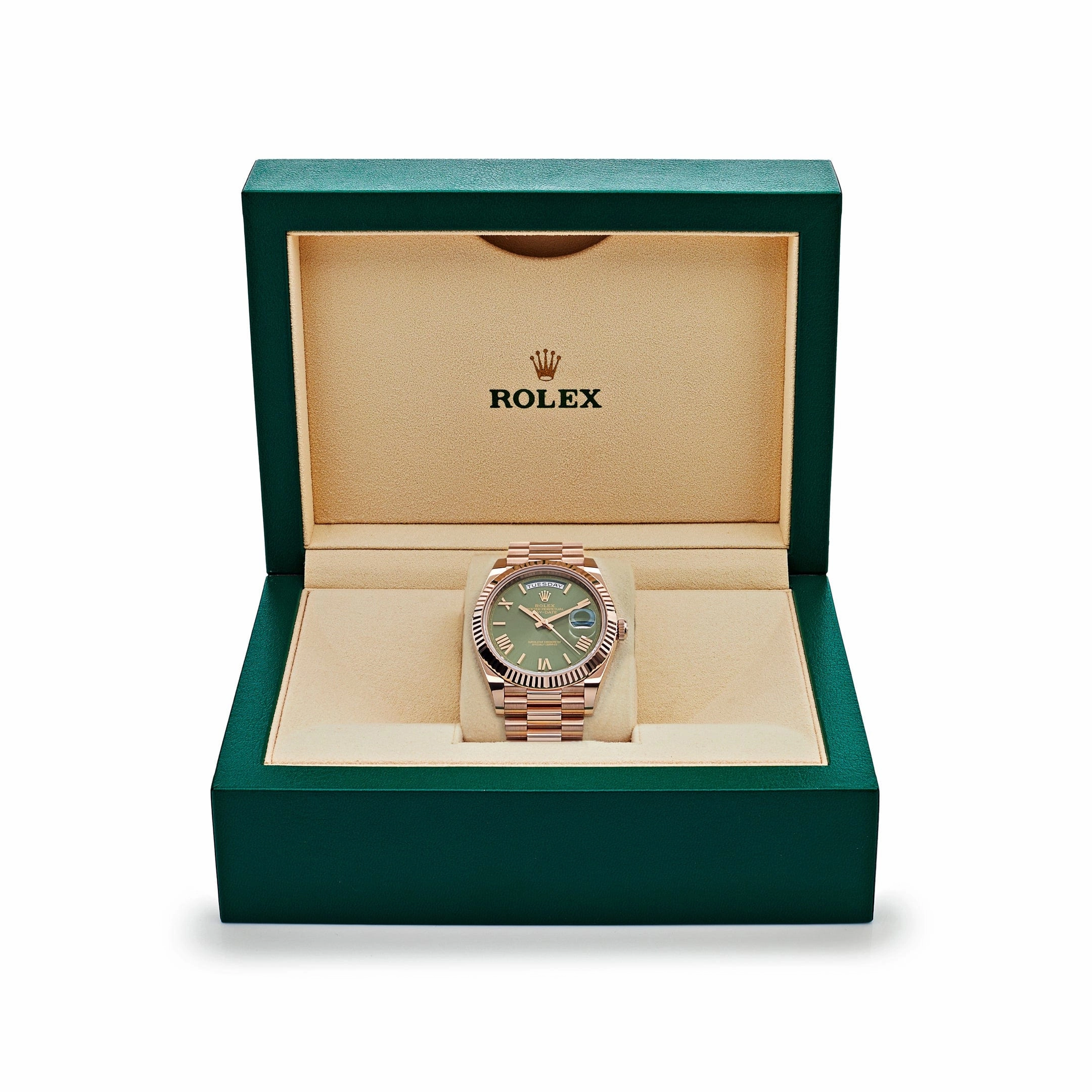 Rolex Day-Date 40 228235 Rose Gold Olive Green Dial (2024)