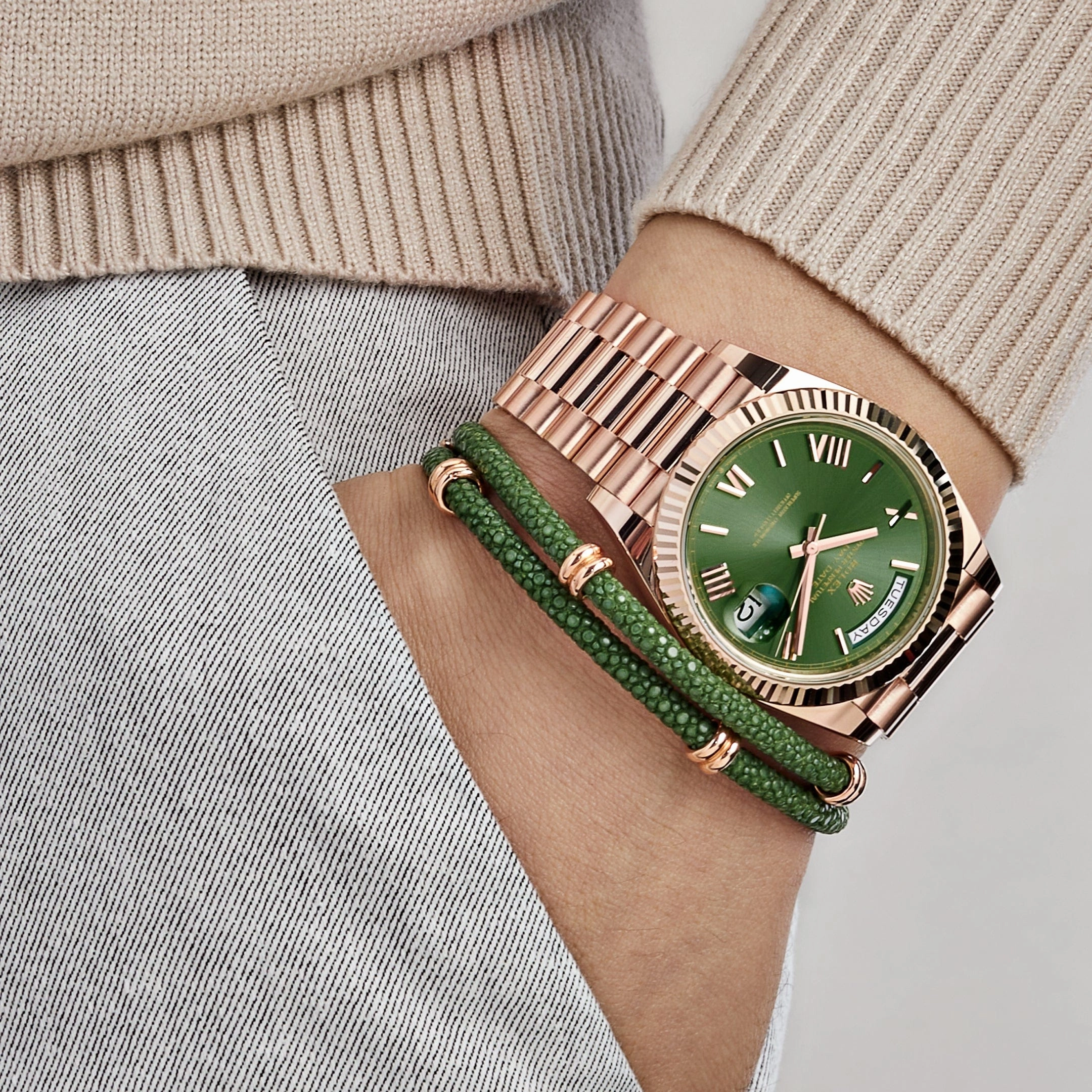 Rolex Day-Date 40 228235 Rose Gold Olive Green Dial (2024)