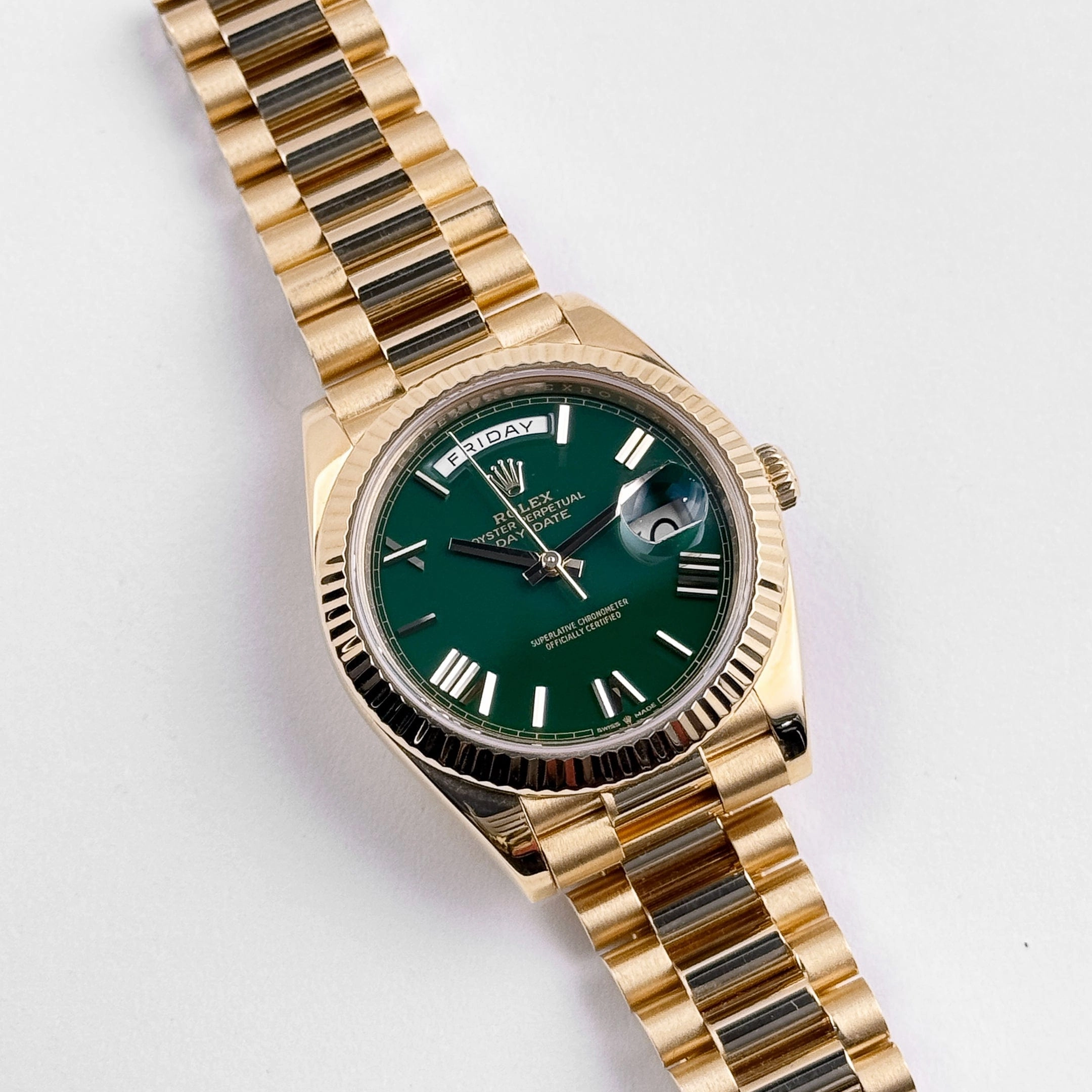 Rolex Day-Date 40 228238 Yellow Gold Green Roman Numerals Dial (2022)