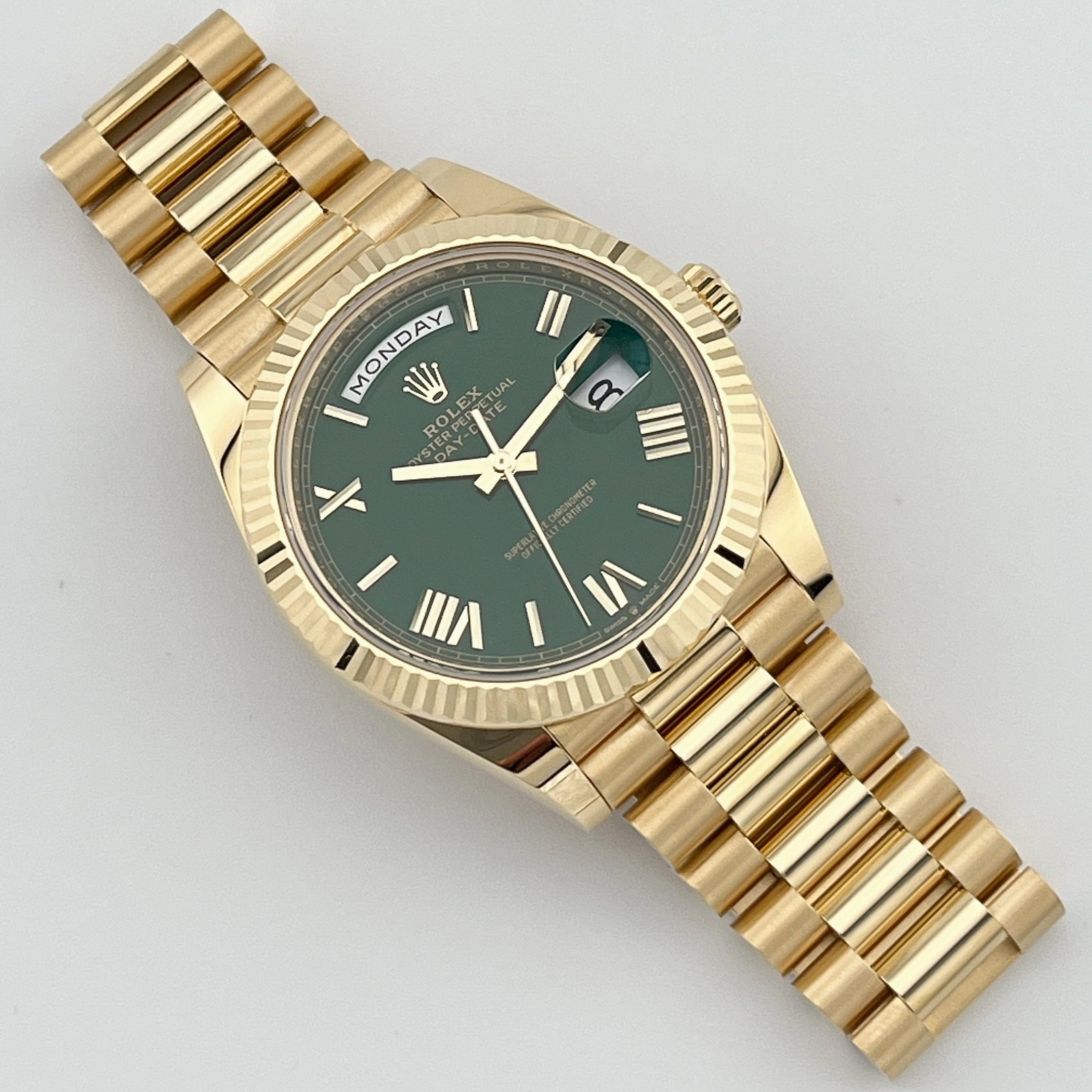 Rolex Day-Date 40 228238 Yellow Gold Green Roman Numerals Dial (2023)