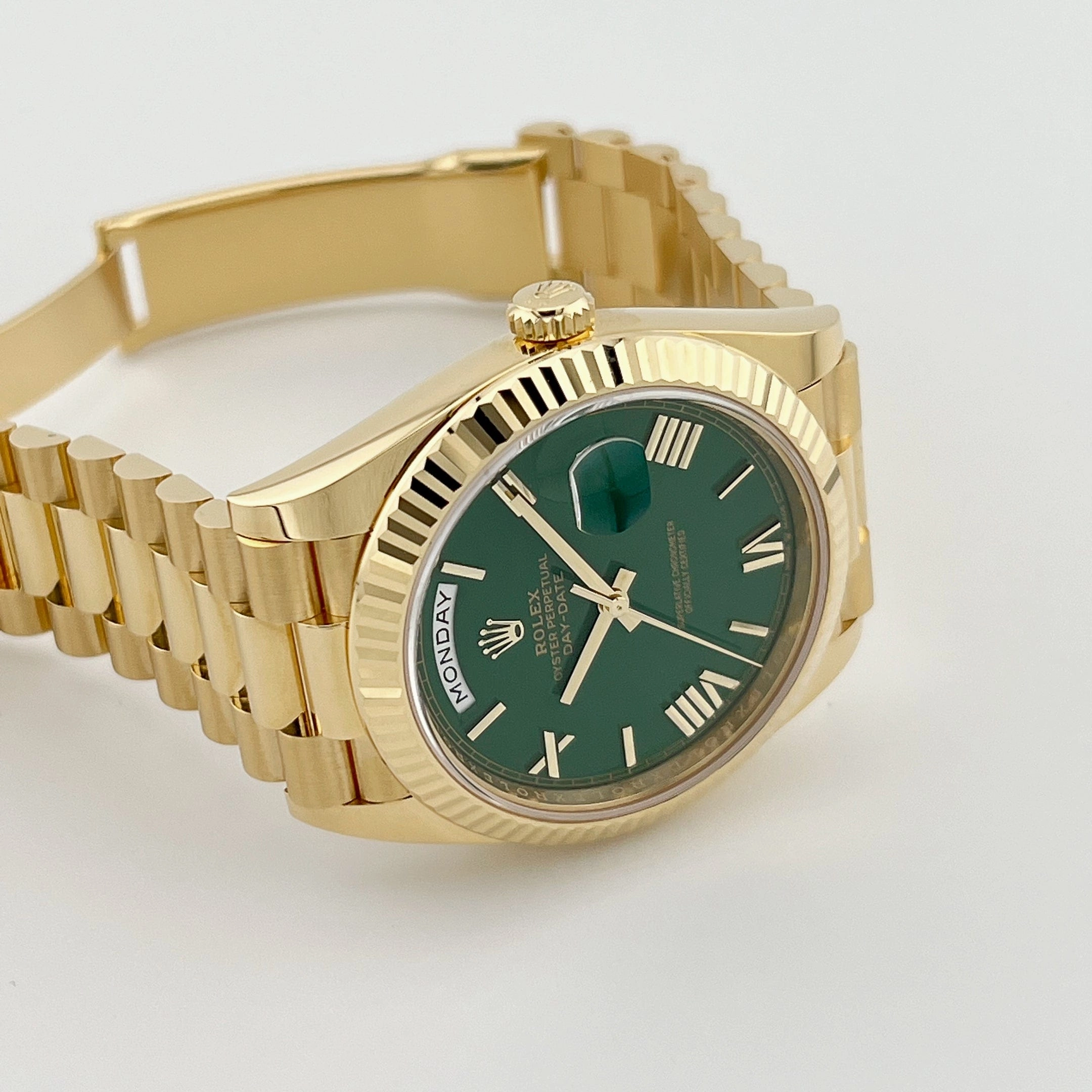 Rolex Day-Date 40 228238 Yellow Gold Green Roman Numerals Dial (2023)