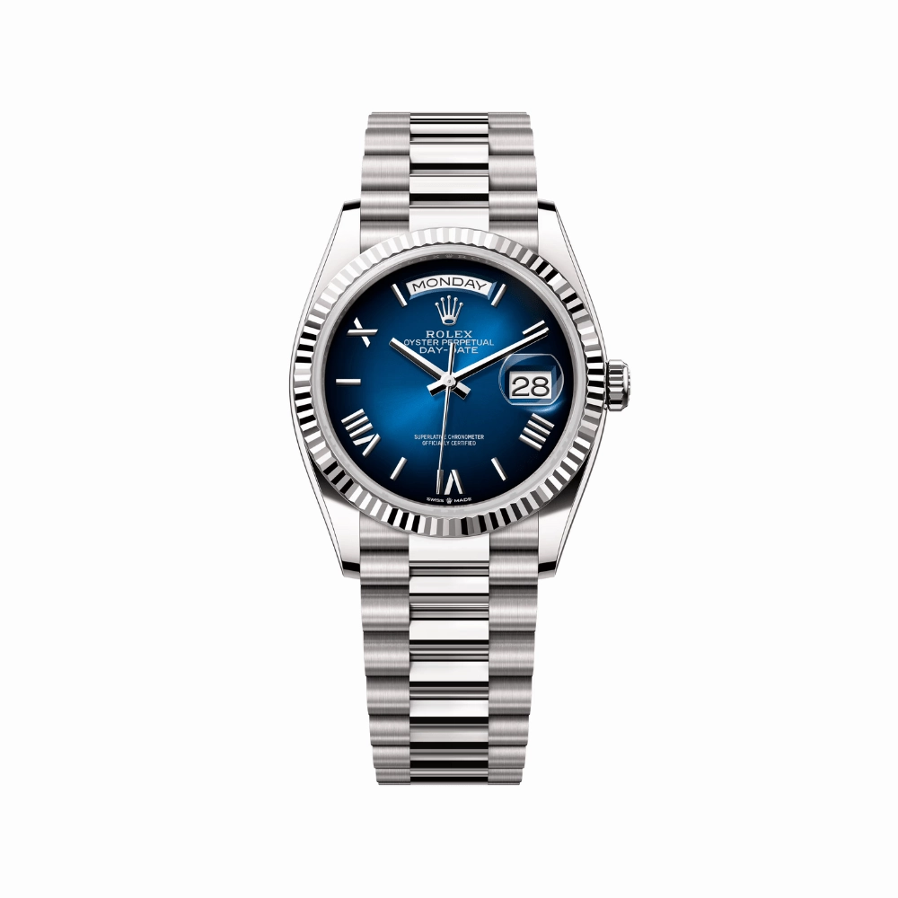 Rolex Day-Date 40 228239 White Gold Blue Ombre Roman Numeral Dial (2024)