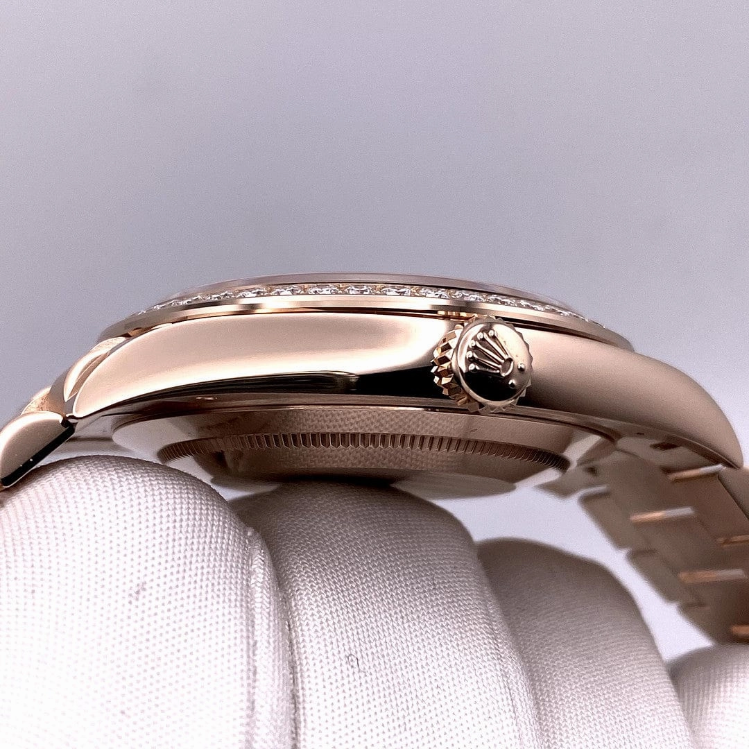 Rolex Day-Date 40 228345RBR Rose Gold Diamond Bezel Chocolate Dial