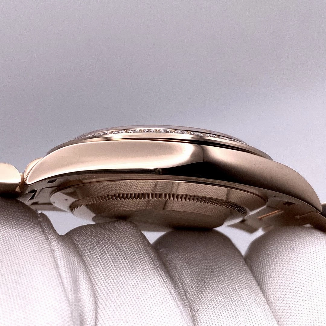 Rolex Day-Date 40 228345RBR Rose Gold Diamond Bezel Chocolate Dial