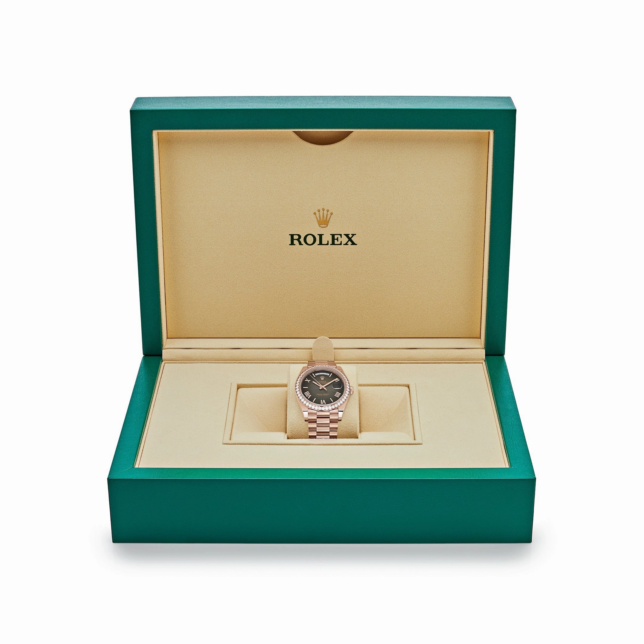 Rolex Day-Date 40 228345RBR Rose Gold Diamond Bezel Slate Ombre Dial