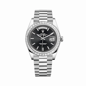 Rolex Day-Date 40 228396TBR Platinum Diamond Bezel Black Dial