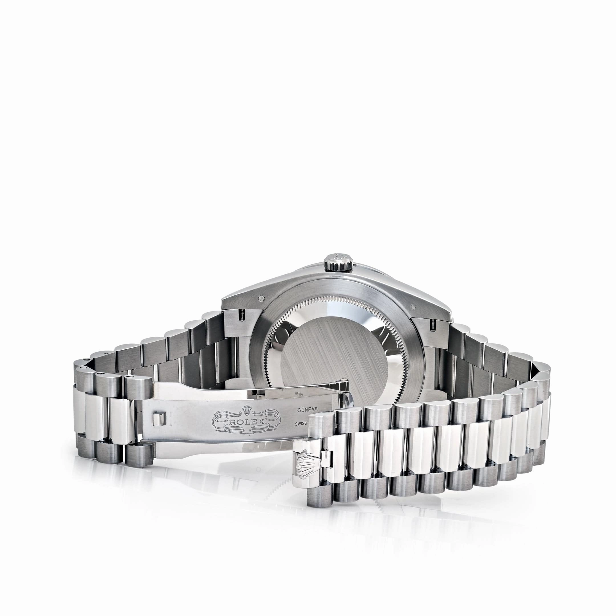 Rolex Day-Date 40 228396TBR Platinum Ice Blue Roman Dial Diamond Bezel