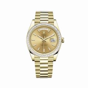 Rolex Day-Date 40 228398TBR Yellow Gold Diamond-Paved Bezel Champagne Dial
