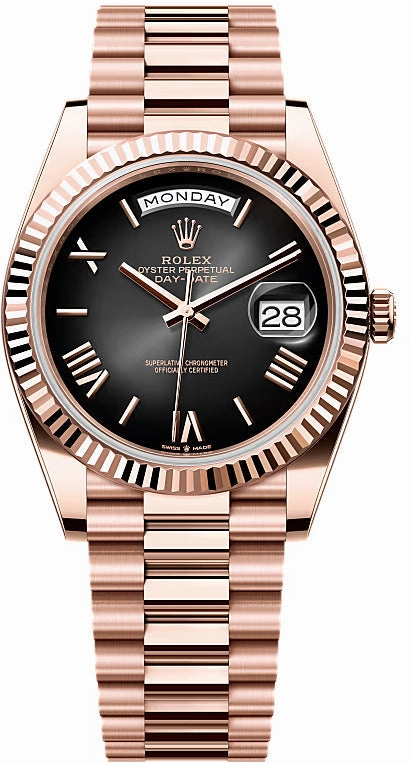 Rolex Day-Date 40 40mm Slate Ombr Roman Dial Fluted Bezel President Bracelet - 228235 | 2024 Model
