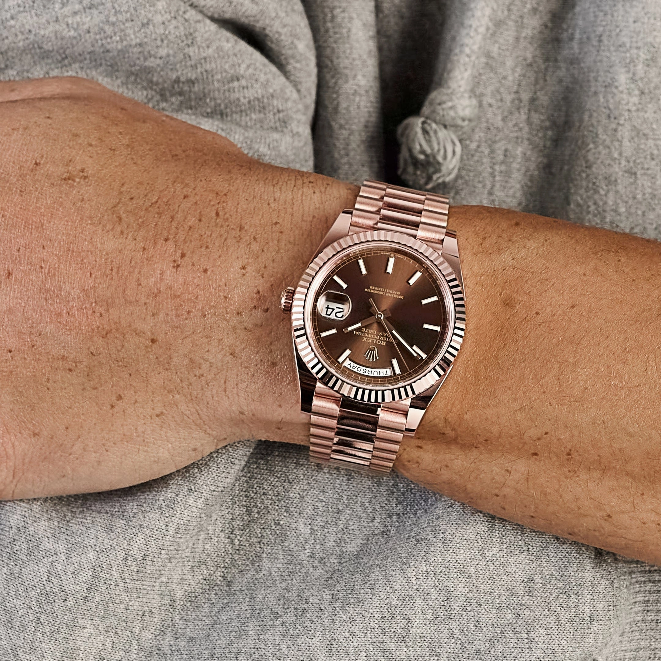 Rolex Day-Date 40 Reference 228235 Rose Gold Chocolate Dial (2024)