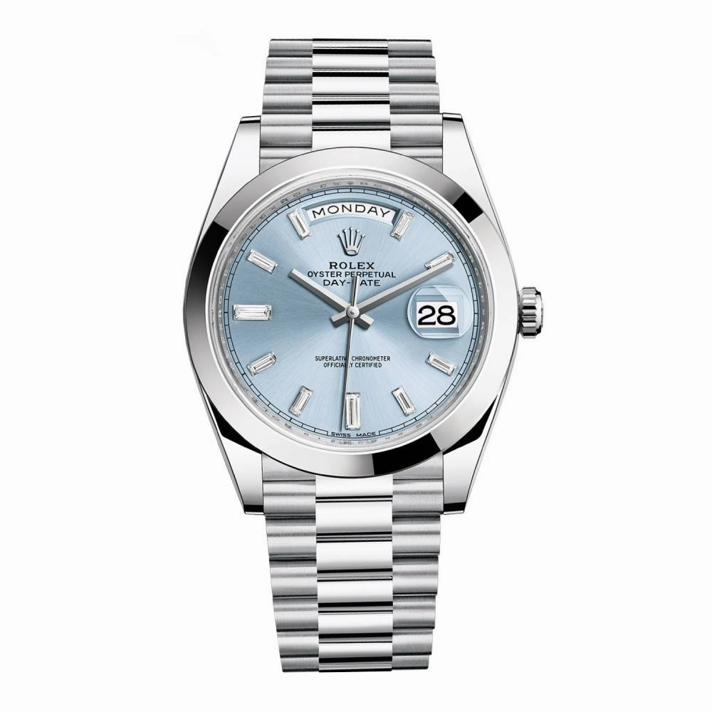 Rolex Day Date 40mm - Ref: 228206-0002 - Ice Blue Diamond Dial, Platinum President Bracelet Men's Watch