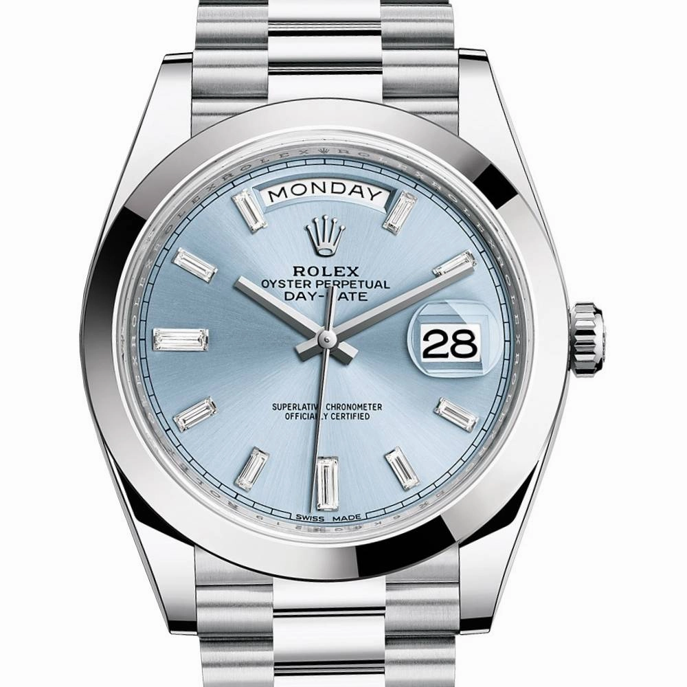 Rolex Day Date 40mm - Ref: 228206-0002 - Ice Blue Diamond Dial, Platinum President Bracelet Men's Watch