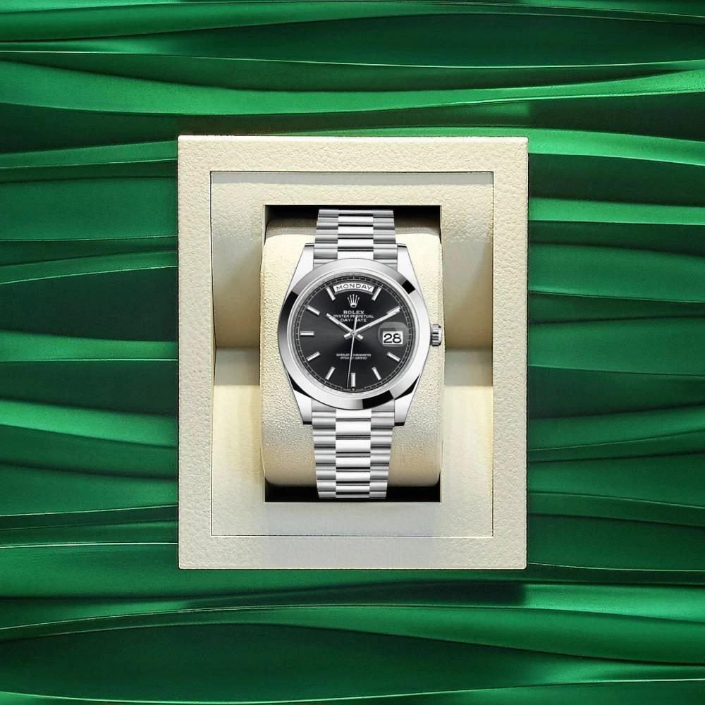 Rolex Day Date 40mm - Ref: 228206-0031 - Black Stick Dial, Platinum President Bracelet Men's Watch