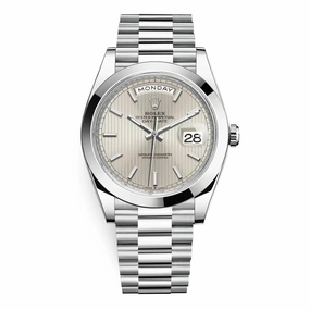 Rolex Day Date 40mm - Ref: 228206-0034 - Silver Stripe Motif Stick Dial, Platinum President Bracelet Men's Watch